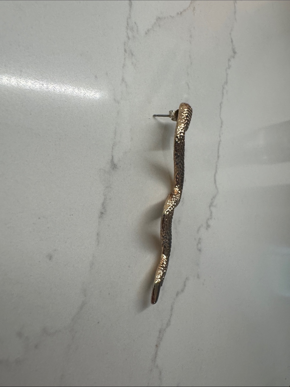 Textured Gold Snake Drop Earring